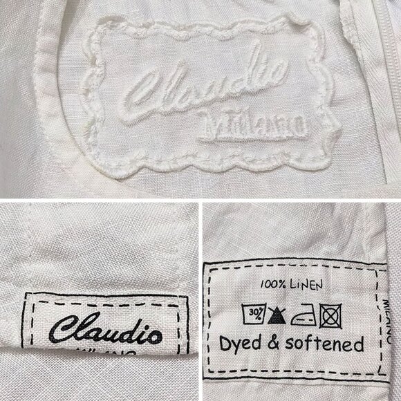 NWT CLAUDIO MILANO White 100% Linen Cut Out Sleeveless Midi Dress #8346 Size M - Picture 3 of 8
